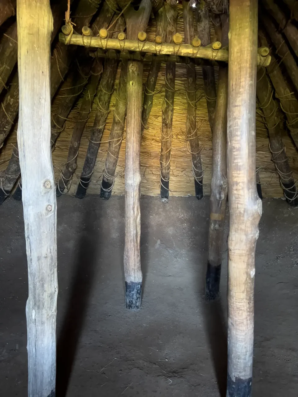 復元された竪穴住宅の内部