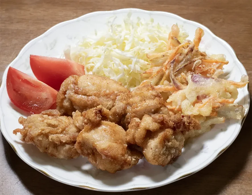 唐揚げとかき揚げ
