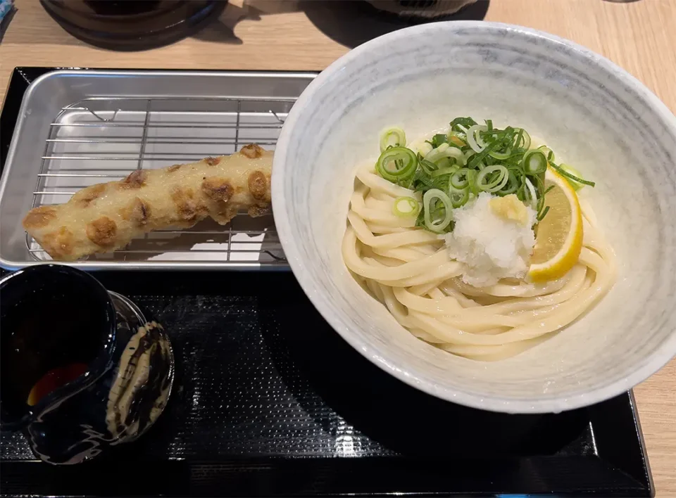 伝説の醤油うどんとちくわ天