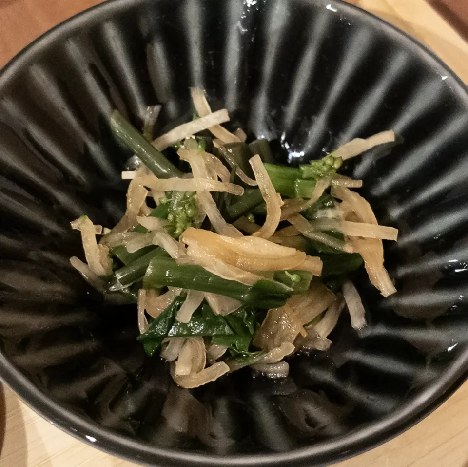 紅菜苔と大根の柚和え